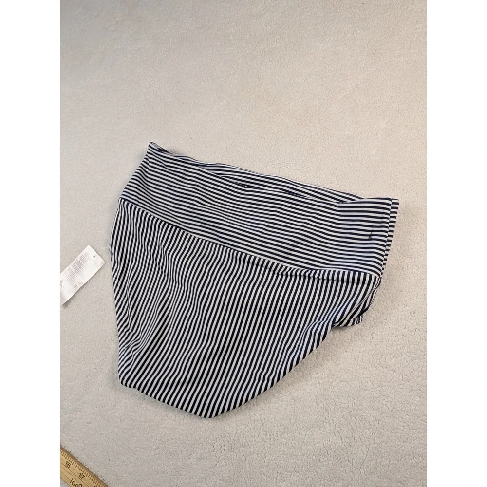 Lands End Navy White Striped High Waist Bikini Set M 10-12 Lycra Xtra Life NWT